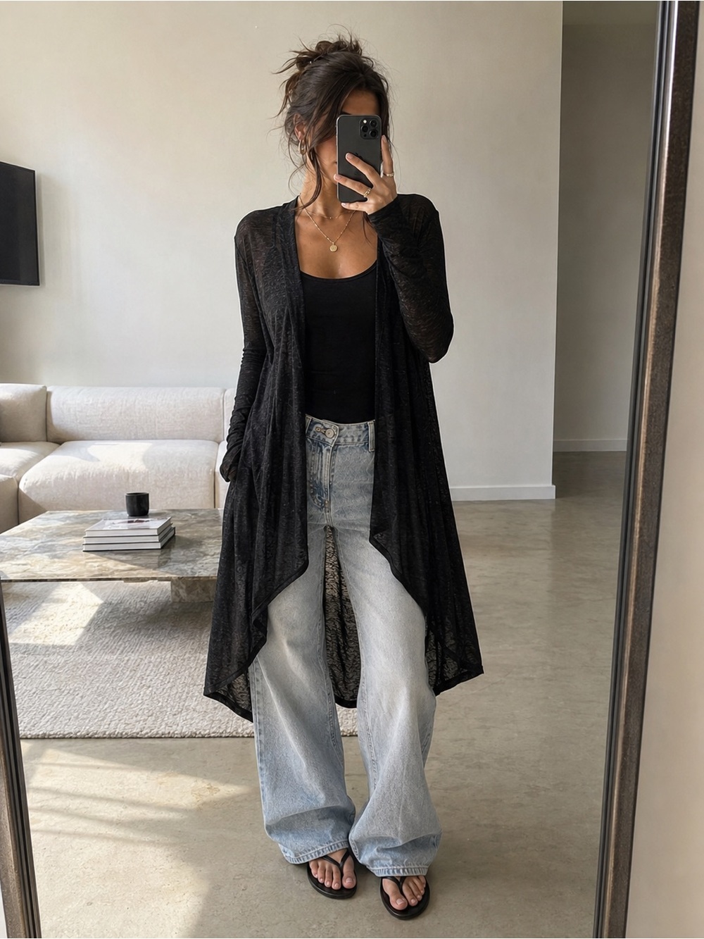 Hollister California Charcoal Gray Open-Front Lightweight Knit Cardigan Jacket